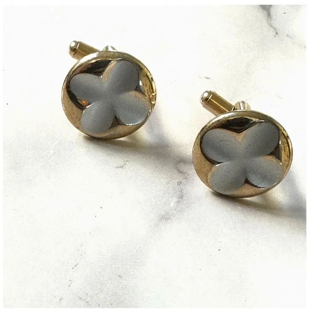Vintage gold/silver tone vintage flower cufflinks